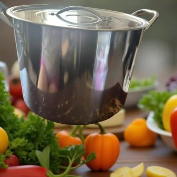 STAINLESS STEEL STOCK POT W/LID 12QT - Picture 1 of 2